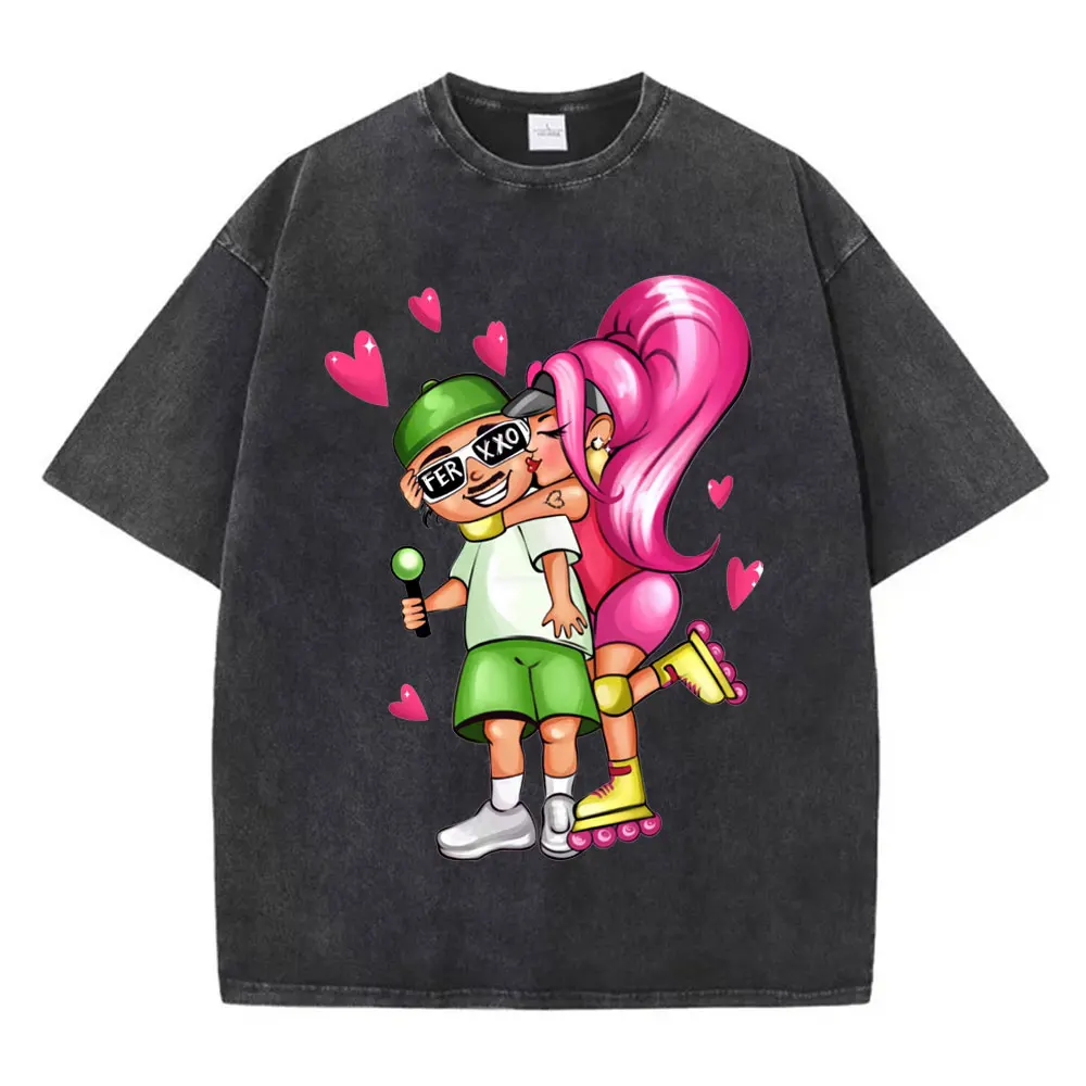 

Rapper Feid Ferxxo Graphic T Shirts Men's Women Fashion Hip Hop Short Sleeve T-shirt Casual Vintage Washed T-shirts Streetwear