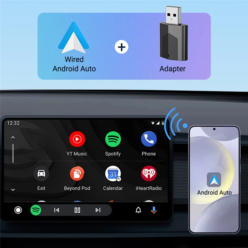 Adapter CarPlay bezprzewodowy B47C 2w1 Smart Mini Box dla Android Auto WIFI BT Auto Connect do Toyota Volvo Benz MAZDA FORD JEEP