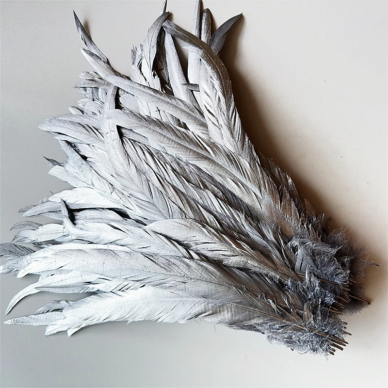 100pcs Silver Gold Rooster Feathers Plumas 25-30cm Chicken Feathers for Crafts DIY Sewing Clothing Party Decorations