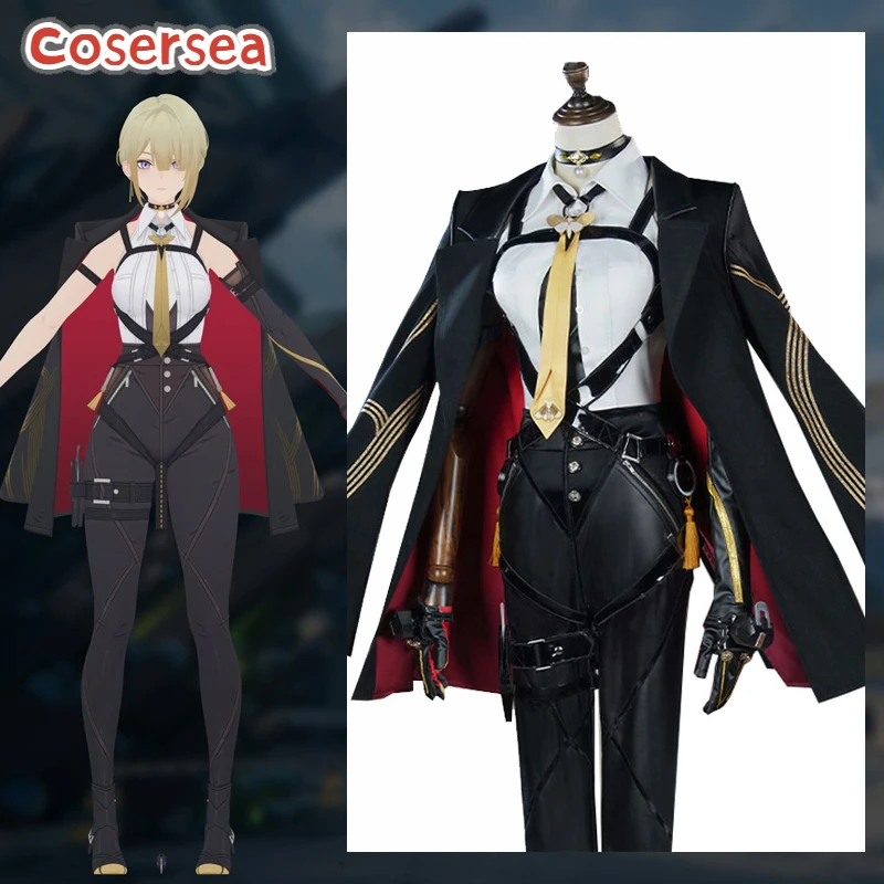 

Cosersea Evelyn Cosplay Costume Game Zenless Zone Zero Evelyn Women Black PU Leather Uniform Halloween Role Play Outfit Fullset
