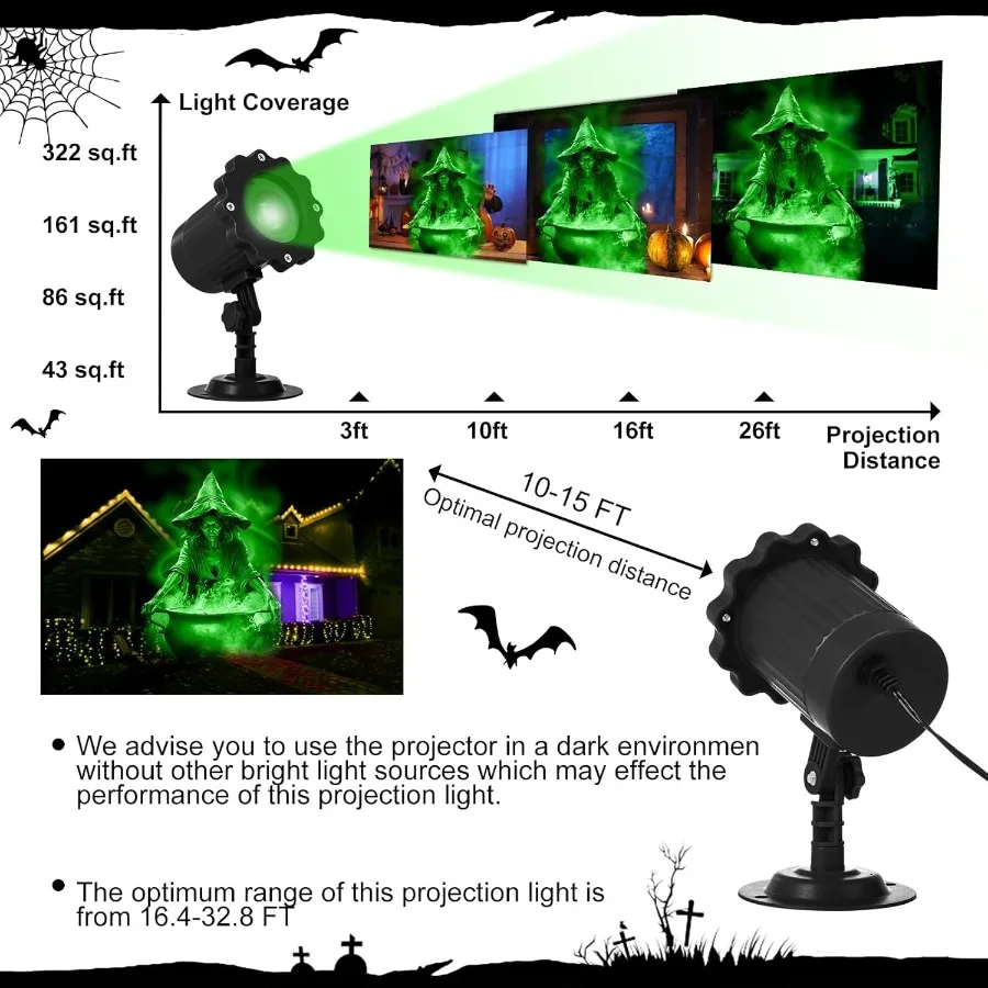 أضواء جهاز عرض الهالوين للساحرات الديناميكية الخارجية وأضواء المرجل لتزيين مستلزمات حديقة العطلات LED للمناظر الطبيعية #3