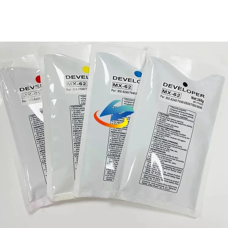 

4 шт. MX62 MX-62 порошок разработчика, совместимый для Sharp MX C6240 C6540 C7040 MX 62-CV, высококачественный порошок CMYK 355 г/пакет