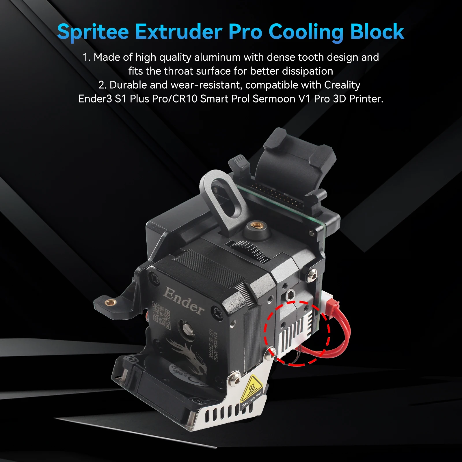 Sprite Extruder Aluminium-Kühlkörper Kühlblock für Ender3 S1 Plus Pro/CR10 Smart Pro/Sermoon V1 Pro 3D-Drucker – Detail 7