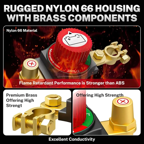 Imagen 2 del producto Interruptor de desconexión de batería de coche 300A, interruptor de desconexión de batería de poste superior, interruptor de corte/apagado de batería de 12V-48V para coche, RV, camión, barco