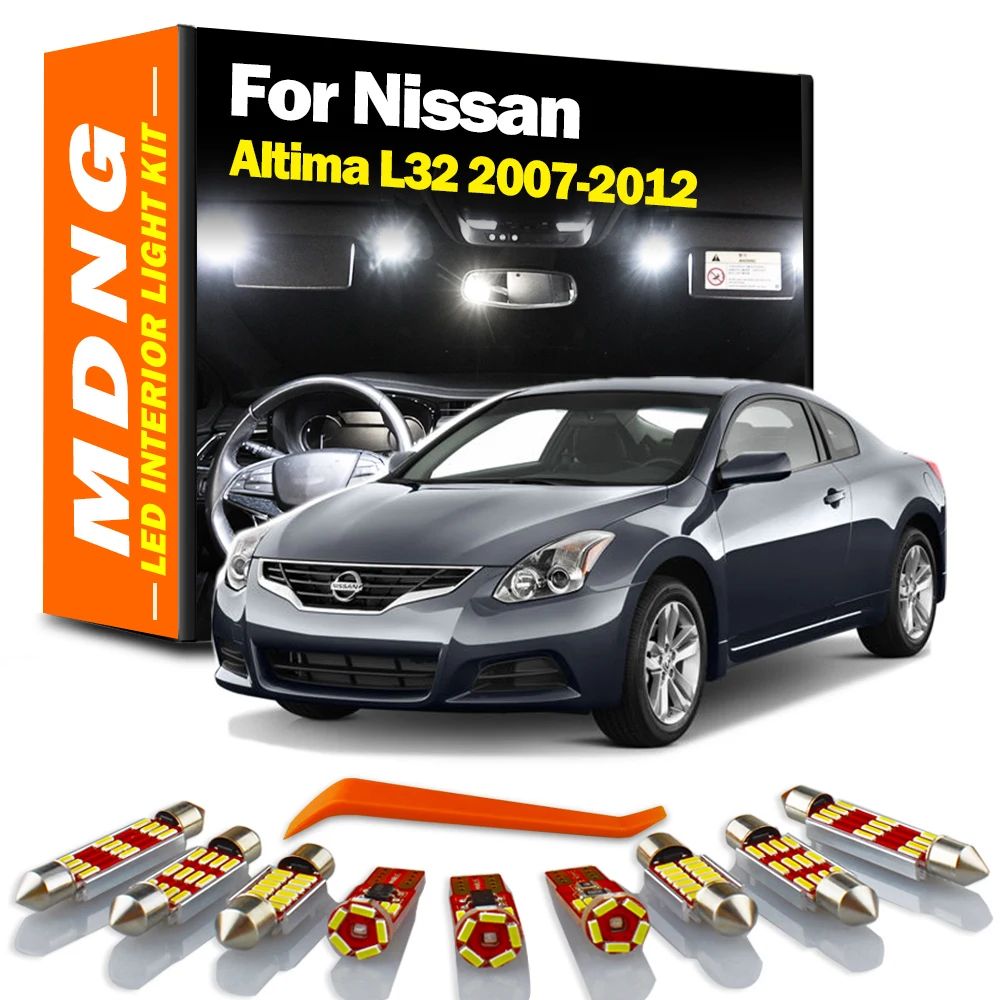 MDNG 16 Uds Kit de luz LED para parasol de puerta Interior Canbus para Nissan Altima L32 Sedan Coupe 2007 2008 2009 2010 2011 2012 bombillas de coche