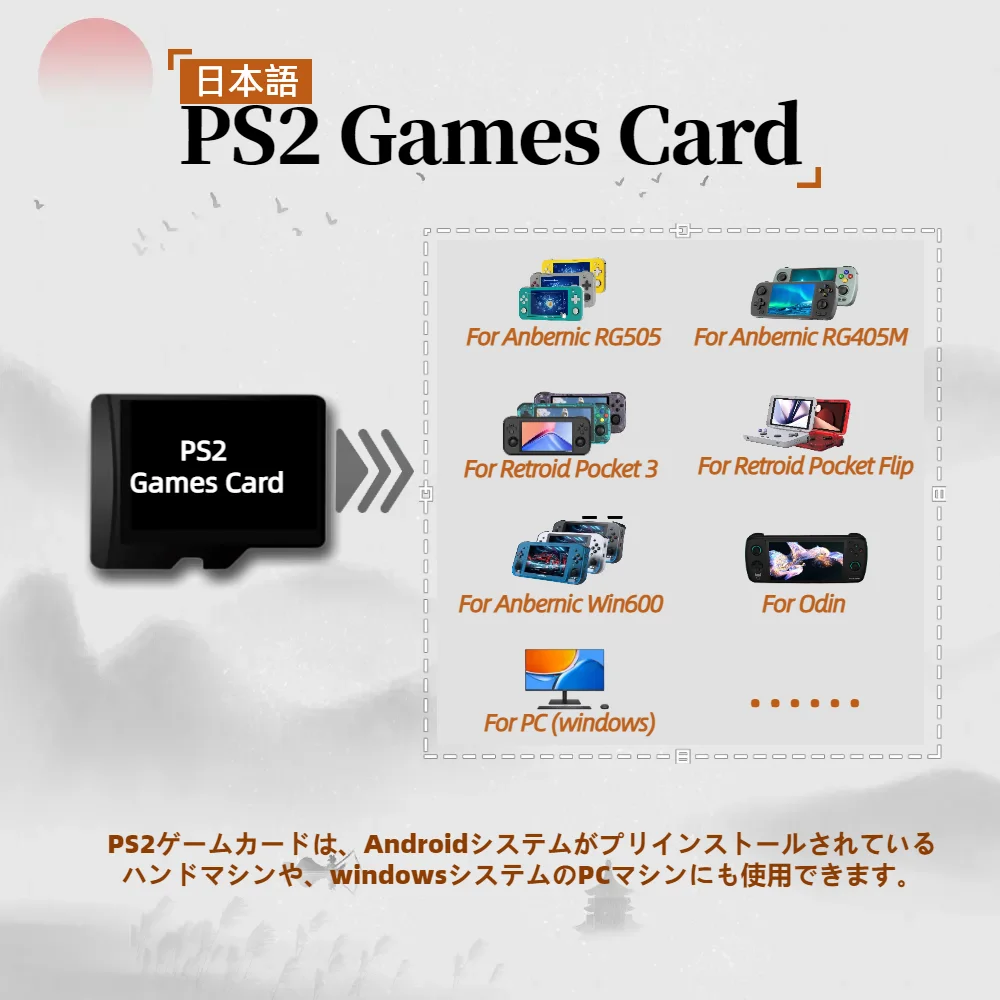 Carte de Jeux PS2 Anbernic RG405M Version Japonaise, Toutes les Collections, Boîte TF, Rétro, Déterminer 512 Go, 2000 + Mémoire Open Source