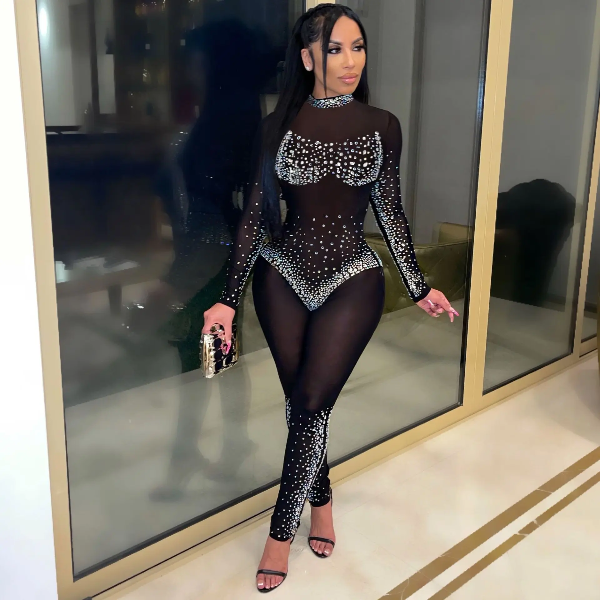 مثير بلا بذلة المرأة عارضة الزي l الخصر طويل محبوك السراويل مريحة تناسب العادية رقيقة مجموعة الخريف #1