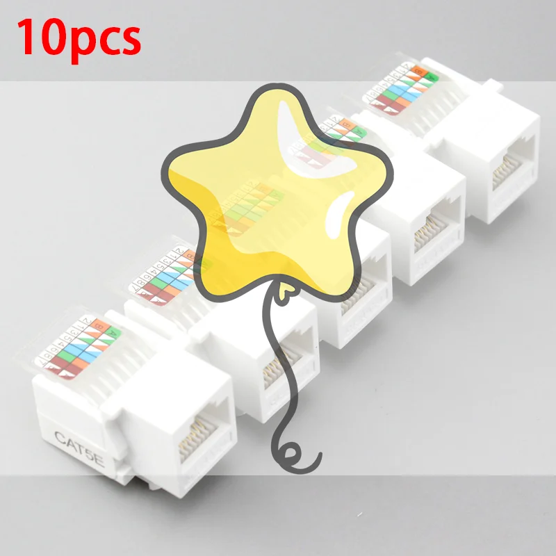 

10Pcs RJ45 CAT5e Ethernet Network Keystone JackClip Module Wall Plug Connector