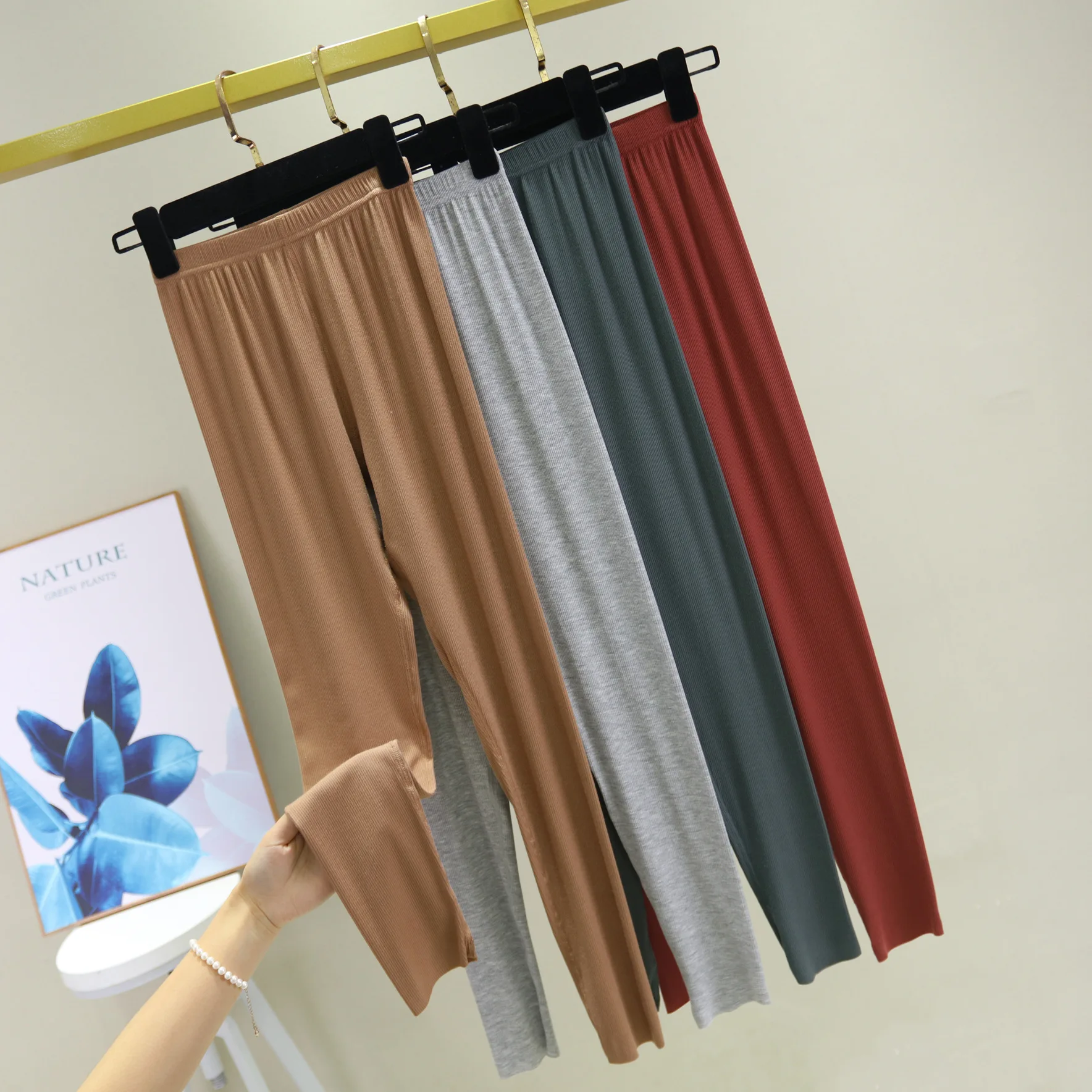 Mallas elásticas de algodón para mujer, Leggings de color sólido hasta el tobillo, de talla grande, para entrenamiento, pantalones elásticos de base