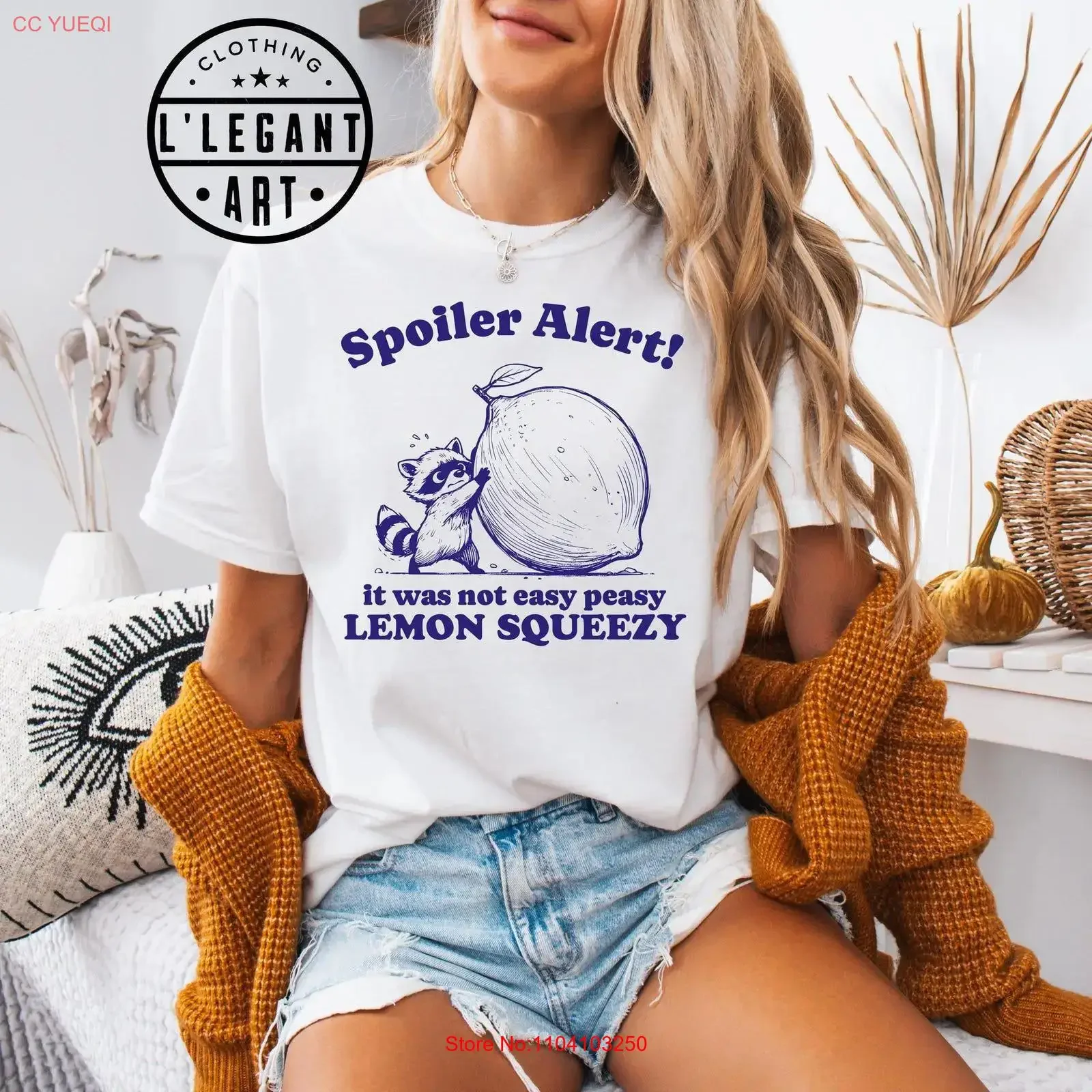 Raccoon Easy Peasy Lemon Squeezy Weird Stuff Racoon T Shirt Funny Meme For Her Him vintage Washed Top For Everyday Wear fashion