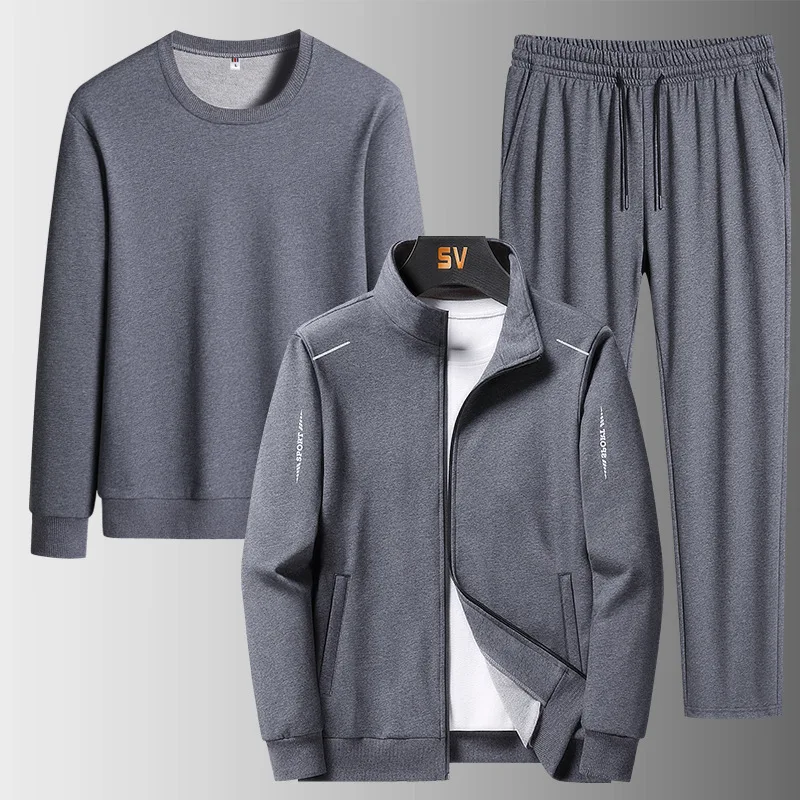 8X New Spring Autumn Men Three-piece Tracksuit Pullovers+Sweatshirt+Pants Male Jogger Sports Loose Sweat Pants Casual Sweatshirt