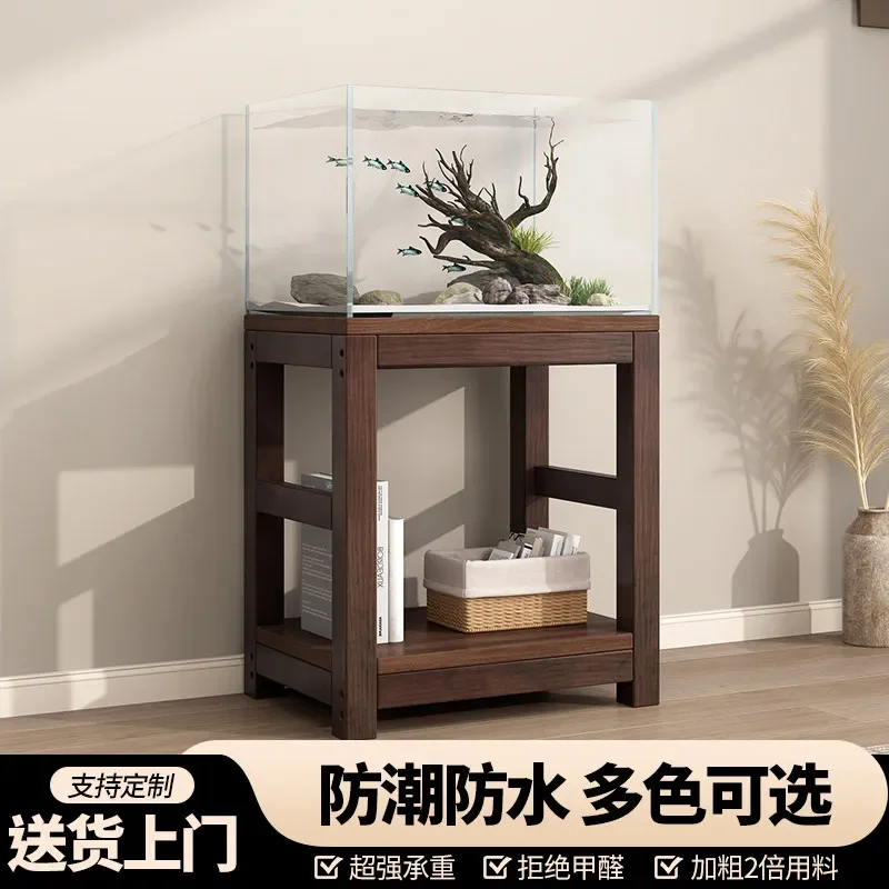 Load-bearing fish tank rack bottom cabinet living room 60 aquatic plant tank double-layer fish tank rack base special wooden