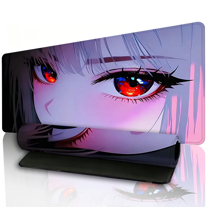 Fantasy Red Eyes Girl Anime Mouse Pad Dark Tone Portrait Desk Mat Large Mousepad 900x400 Non Slip Rubber Base for PC Work Gaming