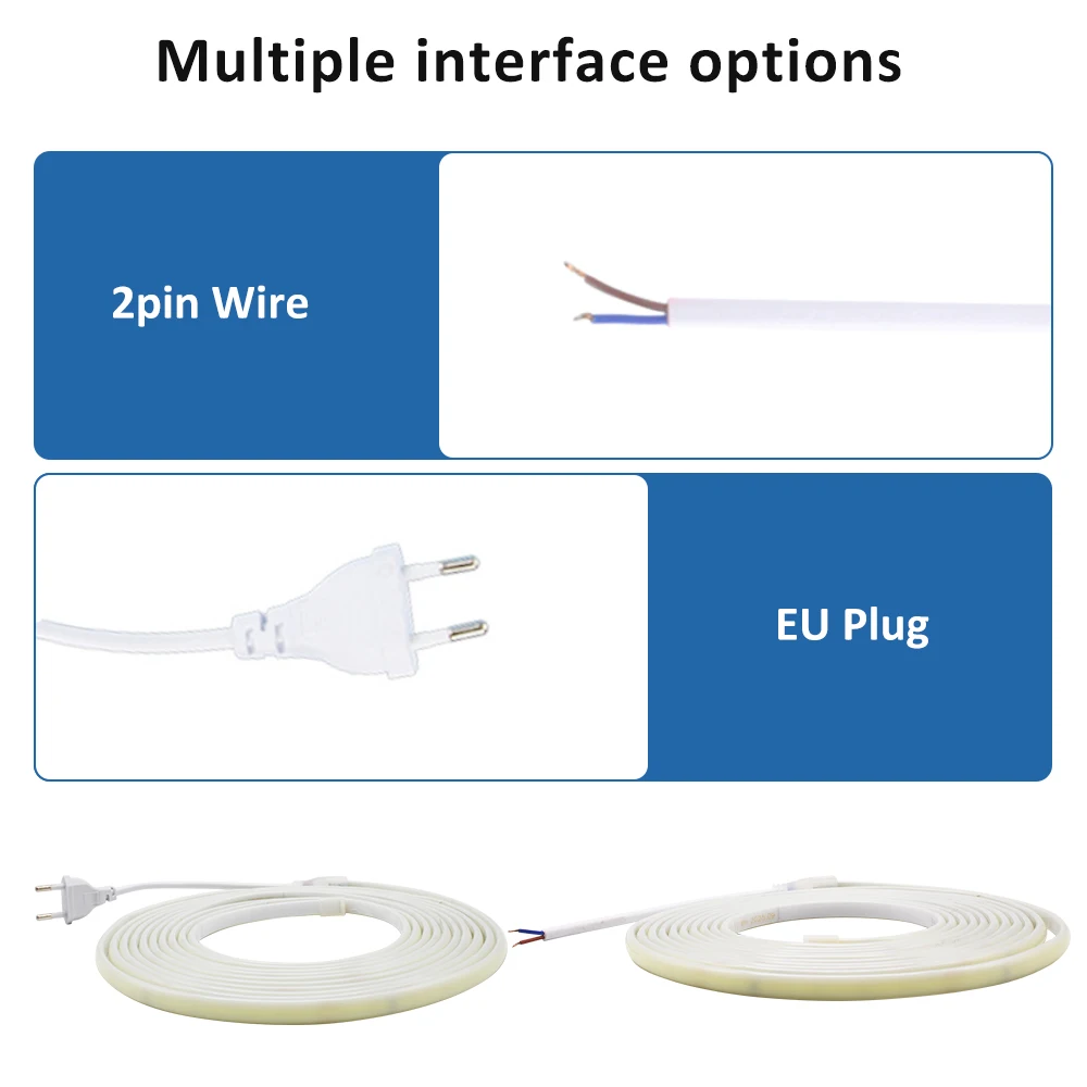 220V IP67 Waterproof COB Led Strip 3000K 4000K 6000K 240LEDs/m Flex Ribbon 2Pin Cable/EU Plug Outdoor Tape Lamp Garden Lighting view 5