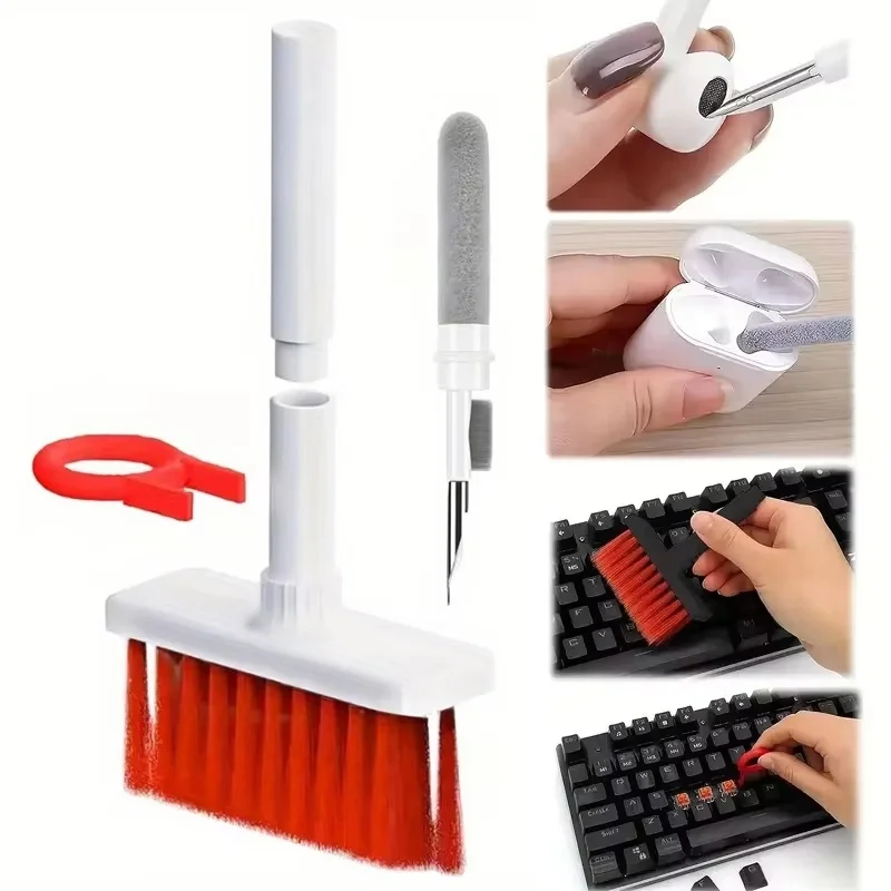 5 In 1 Multifunctional Keyboard Cleaning Brush Computer Earphone Cleaning Tool Keyboard Cleaner Keycap Puller Kit For PC Airpods