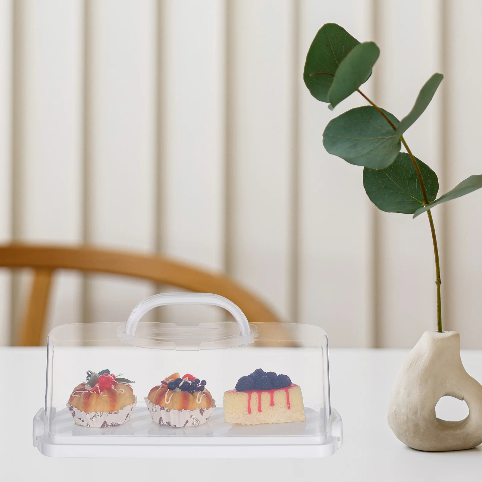 Caja de pan Rectangular con tapa transparente, contenedor de almacenamiento hermético portátil para pasteles, pan, aperitivos, diseño minimalista elegante