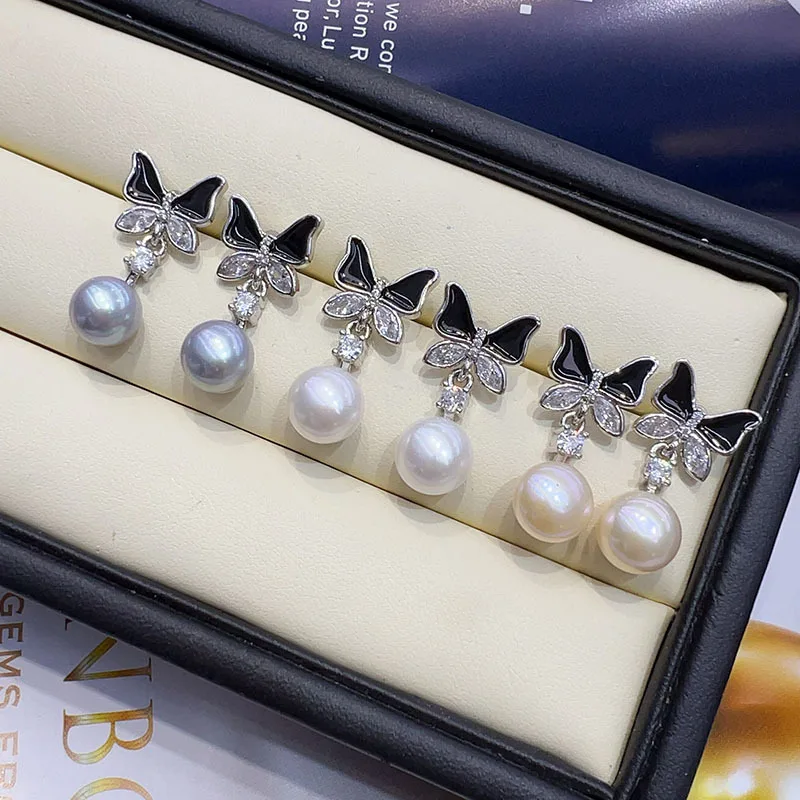 Butterfly Pearl Drop Earrings Women Fashion Elegant Versatile Dangle Jewelry