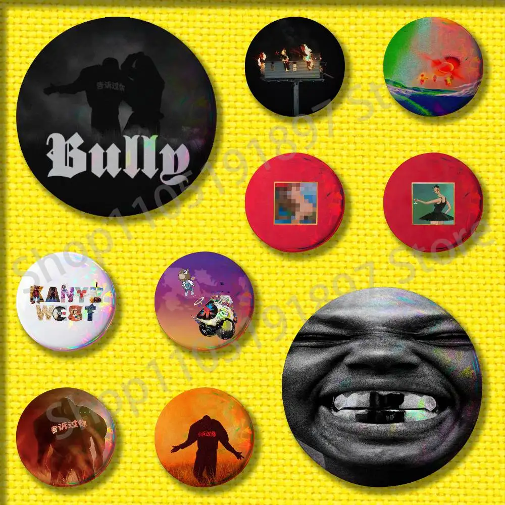 

K-Kanye West Bully Graduation Donda Badges 75mm 25mm 44mm 32mm 58mm Round Pin Brooch Souvenir Clothes Cosplay Gift Accessories