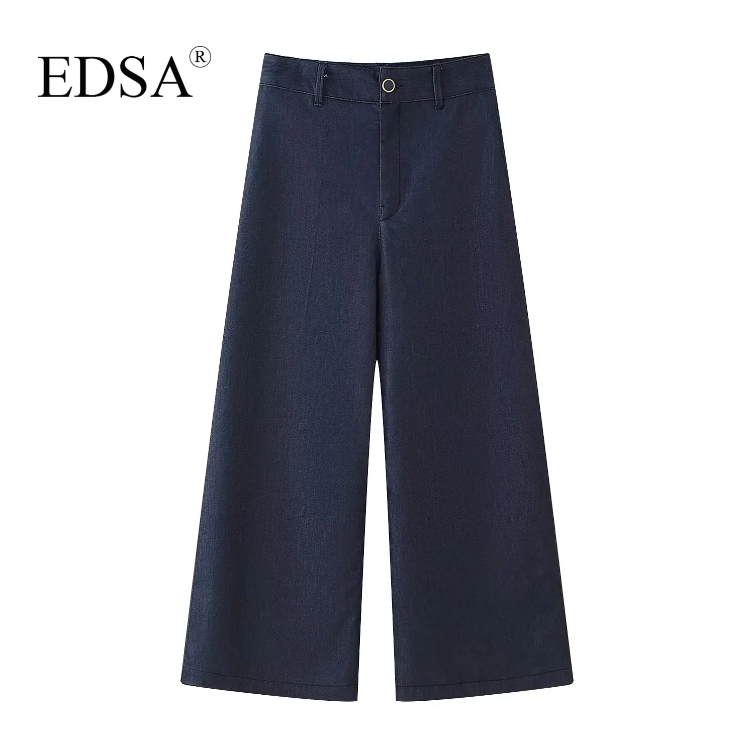 EDSA Women Fashion 2-częściowy zestaw Cropped Button Jacket & High Waist Culotte Trousers for Casual Female High Streetwear