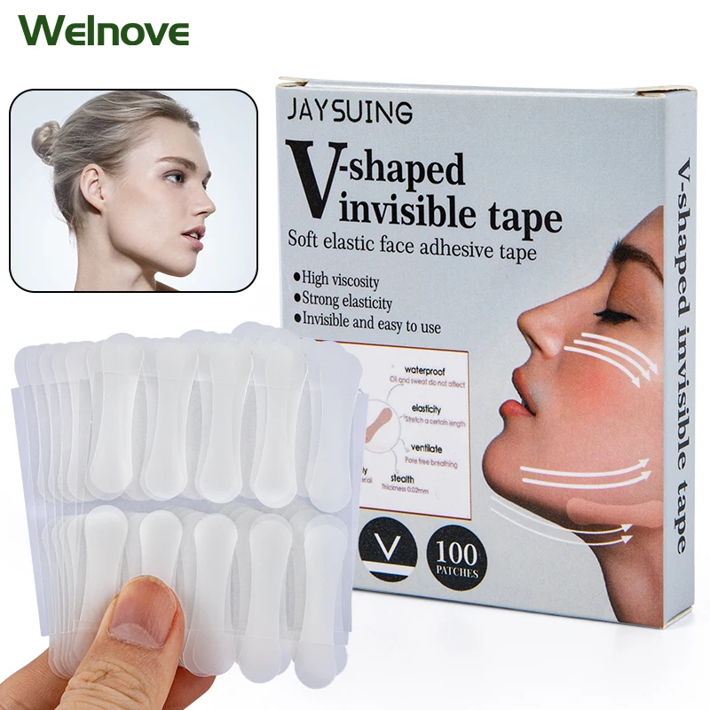 

100Pcs Invisible V-Shape Thin Face Adhesive Stickers Waterproof Facial Line Wrinkle Sagging Skin Lift Up Chin Tape Beauty Health