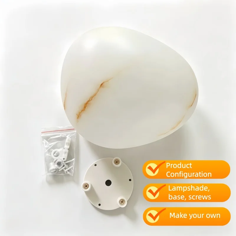 DIY Egg Shaped Marble Texture Acrylic Lampshade Rotomolded Cover for Table Lamp Pendant Light Nordic Home Decor Soft Lighting