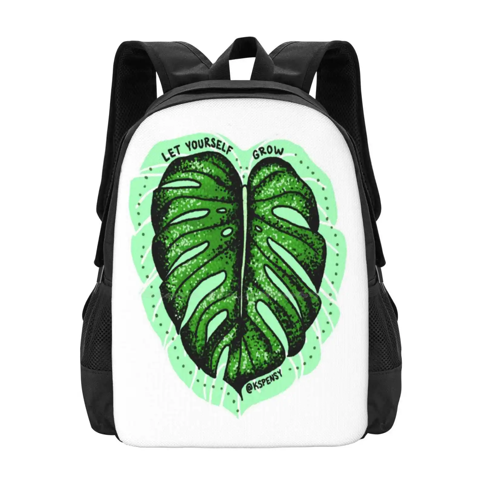 

Let Yourself Grow Hot Sale Schoolbag Backpack Fashion Bags Monstera Leaf Nature