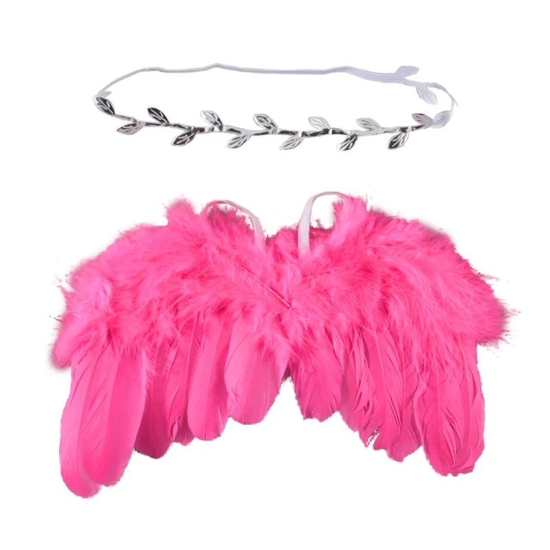 Asas penas anjo, adereços para fotos com folhas, branca infantil, faixa cabelo com asas anjo, adereços para