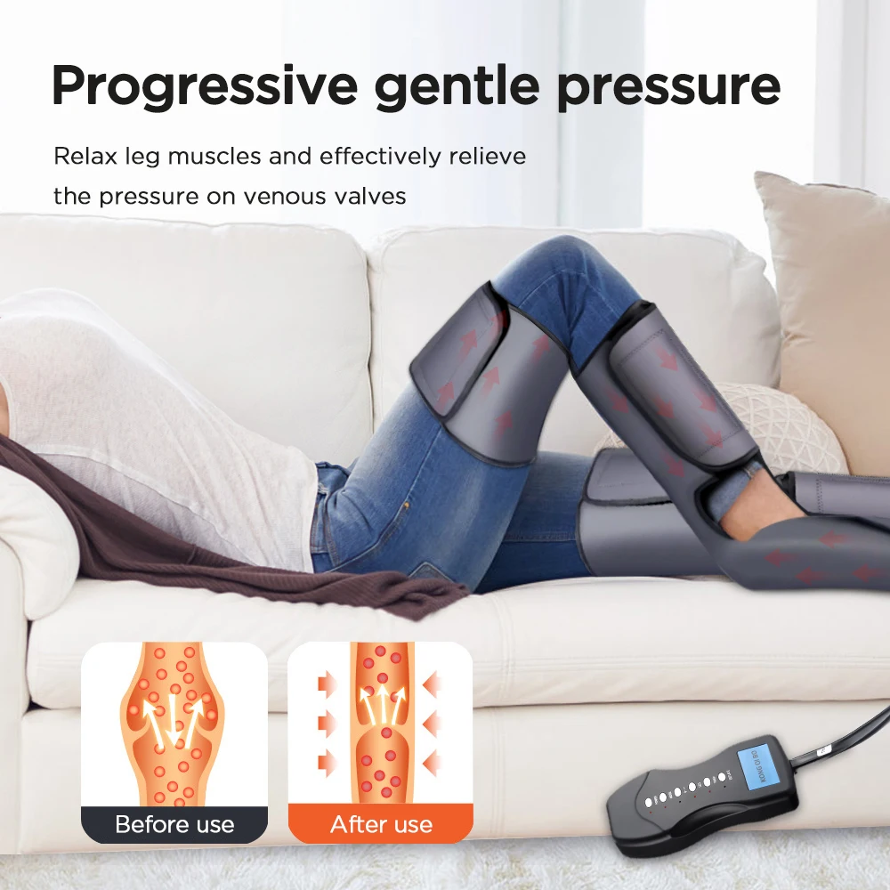 Air Wave Calf Leg Massager with Controller, Electric Leg Massage Machine Compressed Vibration Air Pressure Thigh Calf Massager