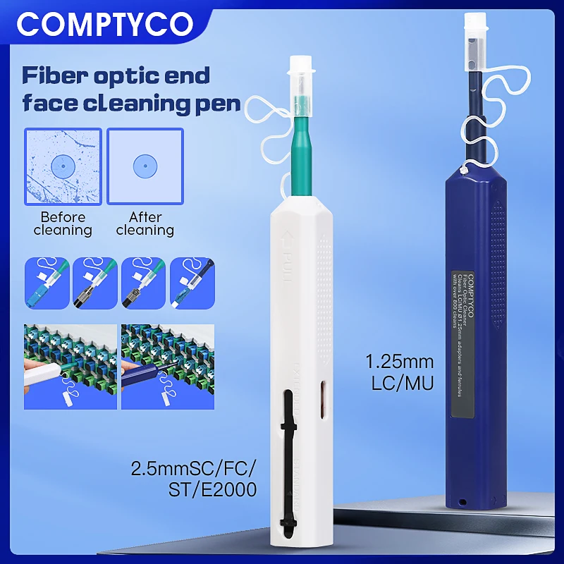 

COMPTYCO Fiber Optic End Face Cleaning Pen FTTH Fiber Cleaning Tool 2.5MM(SC/FC/ST/E2000) 1.25MM(LC/MU) Optical Fiber Cleaner