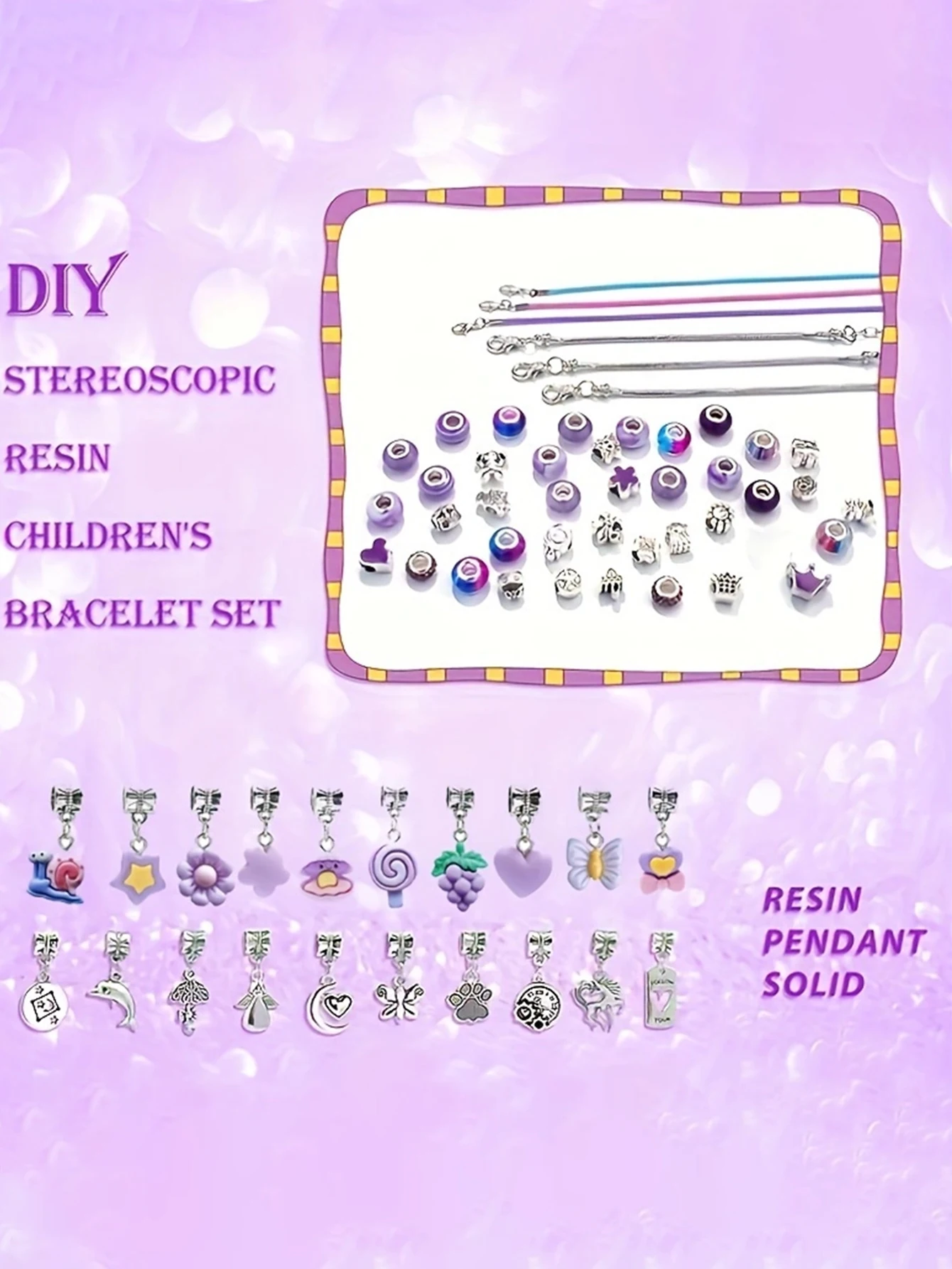 66Pcs Charm Bransoletka Neckalce DIY Zestaw do wyrobu biżuterii dla dziewczynek, z koralikami, wisiorkami, łańcuszkami węża, liną, rękodziełem