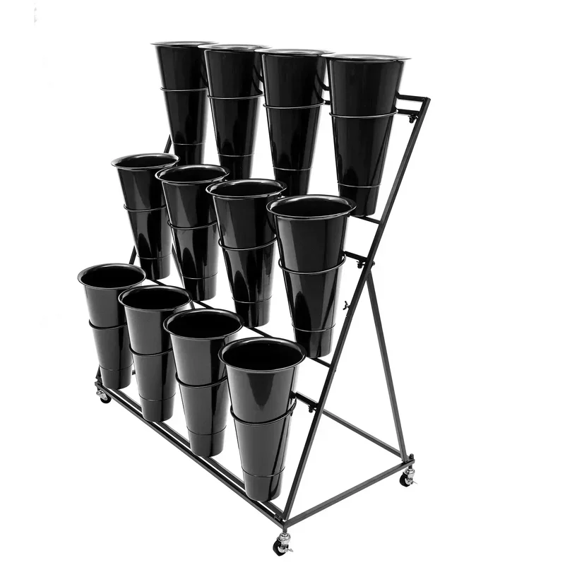 3 Tier Outdoor Indoor Stand Modern Plant Shelf W/ 12* Flower Bucket New