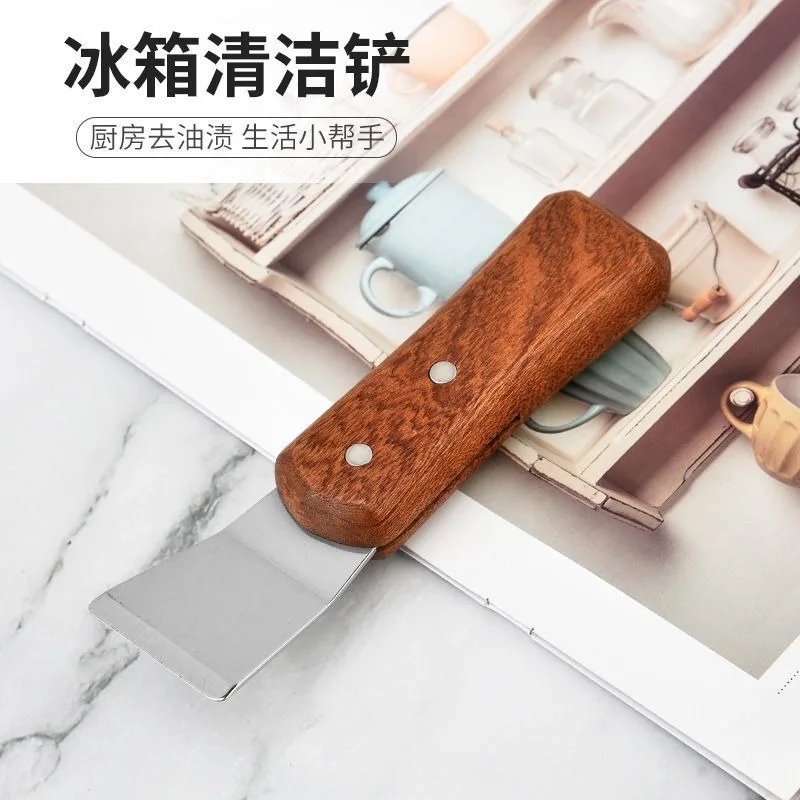 Stainless Steel Cleaning Blade, Wooden Handle  Bidirectional Wind Wheel Scraper Household Stove and Electrical Cleaning Tool - view 2