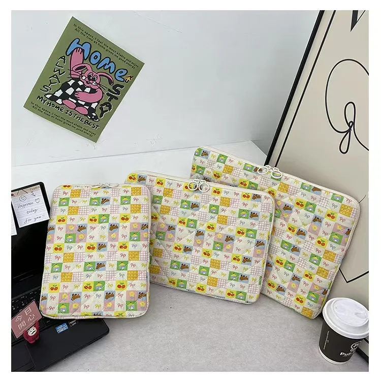 Ins Korea Quilting Cute Laptop Handbag 11-15.6inch Anti-shock Protection Laptop Large Capacity Sleeve for lpad Macbook Xiaomi HP