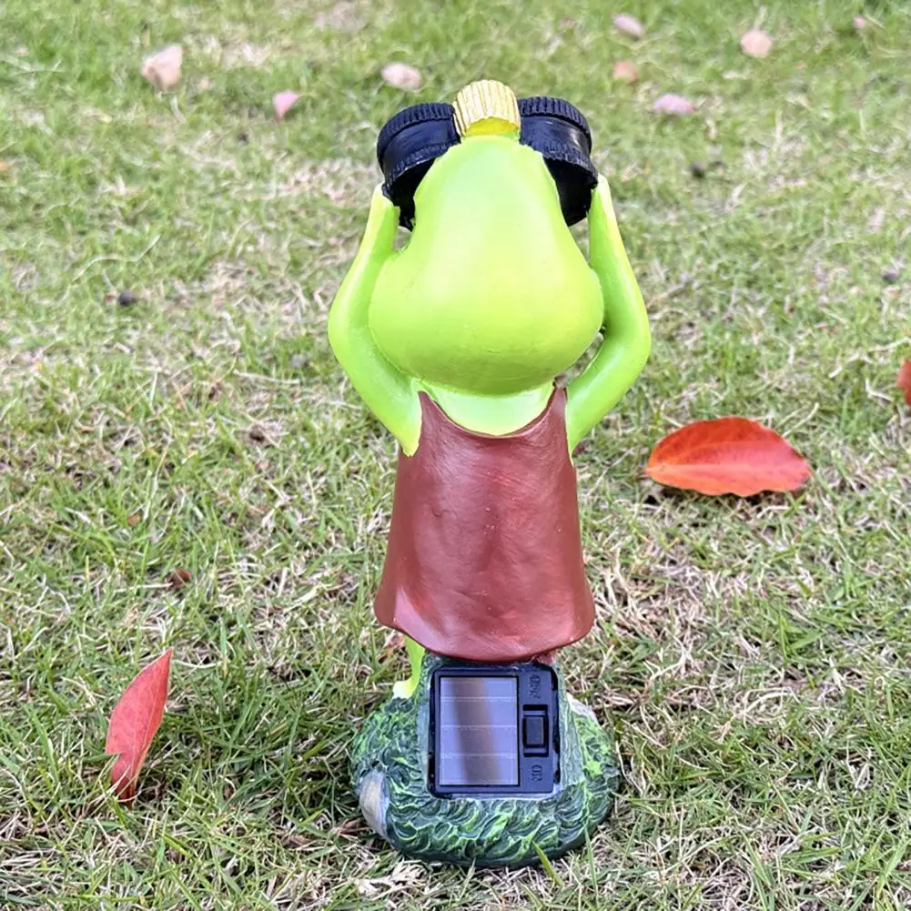 

Sun Resistant Frog Garden Ornament Whimsical Frog Sculpture for Patio Solar Frog Statue Garden Sculpture for Outdoor