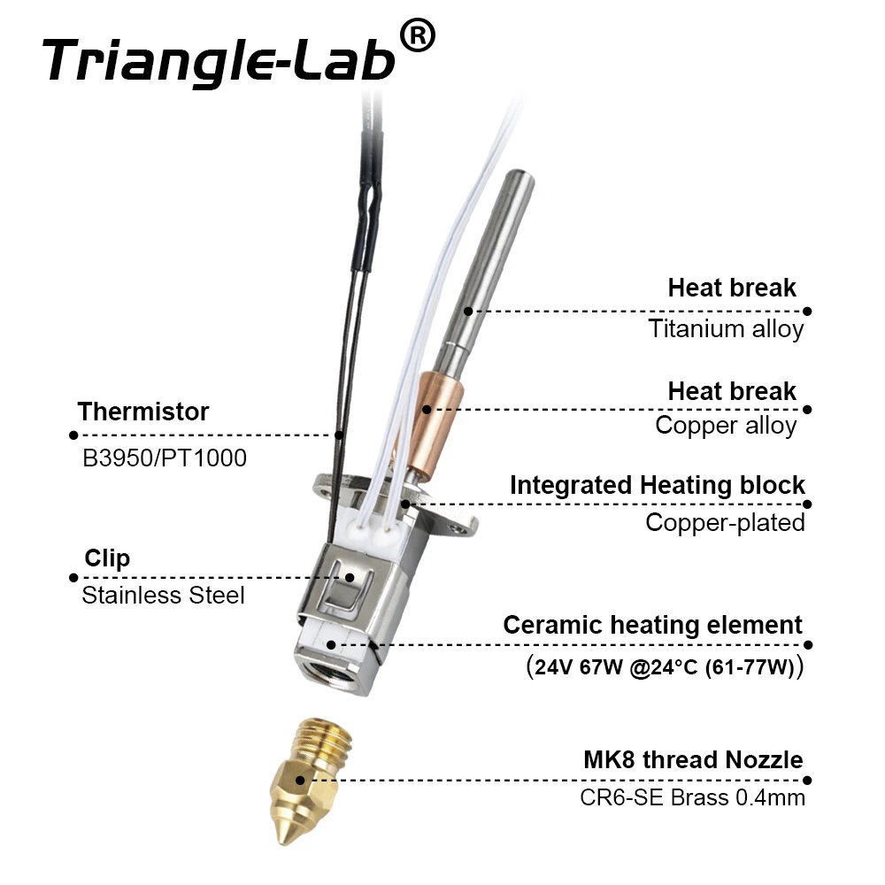 Trianglelab® CHCB-OTC Updated K1C Hotend High Flow High Power High Temperature for K1C 3D Printer Print CF ABS PLA PETG