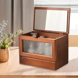 Wooden Cosmetic Makeup Organizer Make up Jewelry Storage Tabletop Craft Box
