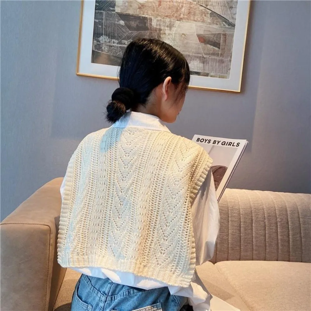 Korean Style Knitted Shawl Knitted Texture Solid Color Air Conditioning Shawl Versatile Design Warm Shoulder Wrap