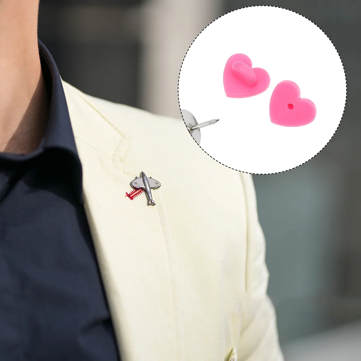 

100 Pcs Butterfly Hat Piercing Needle Heart Shaped Brooch Bases Clutch Buckle Buckles Tie Tacks Rubber Miss Boutonniere Pins