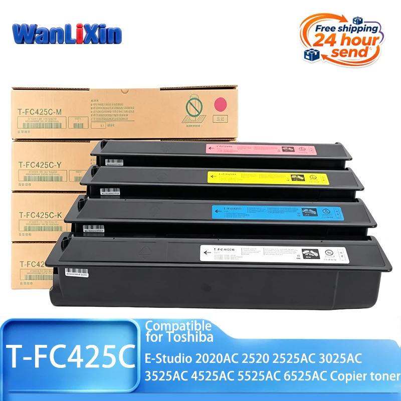 1pcs （BK/C/M/Y）T-FC425C FC425C Toner Cartridge Compatible For Toshiba E-Studio 2020 2520 2525 3025 3525 4525 5525 6525AC Toner