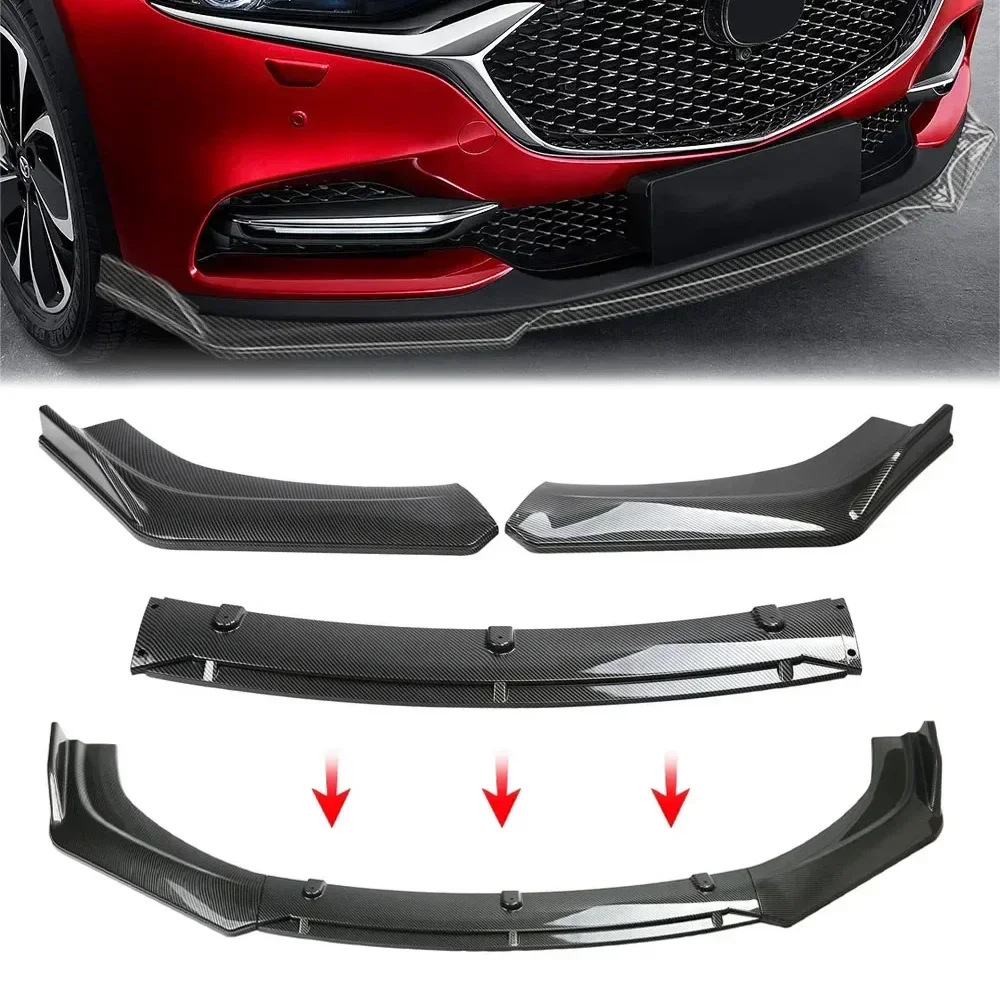 Universal Car Front Bumper Splitter Lip Chin Spoiler Body Kit Diffuser Protector Guard For Kia K5 Optima K5 05-20 Carbon Black