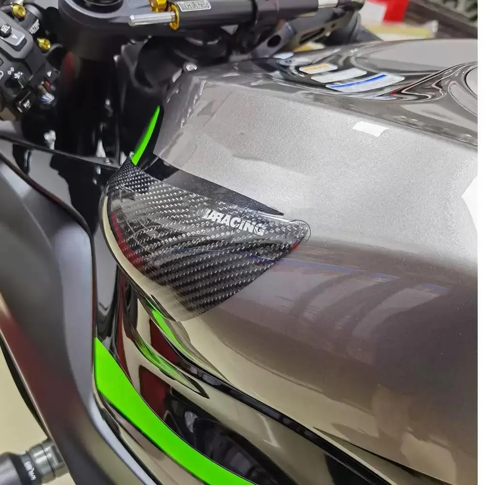 Untuk Kawasaki ZX-6R 636 2019-2024 tangki bahan bakar konversi sepeda motor blok serat karbon pelindung sudut tangki bahan bakar serat karbon pelindung