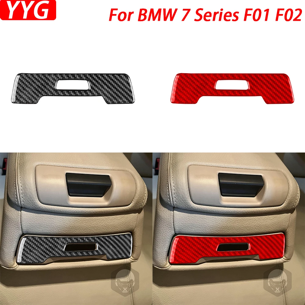 

For BMW 7 Series F01 F02 2009-2014 Carbon Fiber Rear Water Cup Holder Switch Panel Trim Cover Car Interior Accessories Sticker