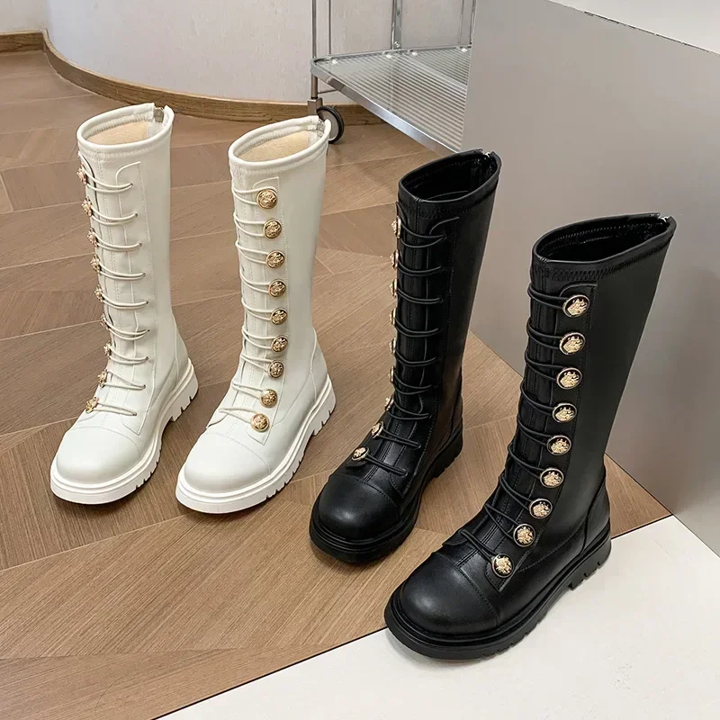 

Girl's High-Top Boots, Children's Long Knee Boots, New Design Big Kid's Single Boots, Girls' Tall Leather Boots