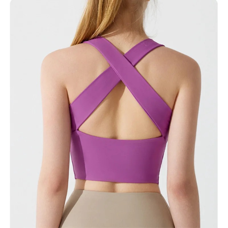 

Aiithuug Gym Crop Crisscross Back Yoga Bras Square Neck Wide Shoulder Straps Fitness Crops Active Crop Gym Workout Bra Sportwear
