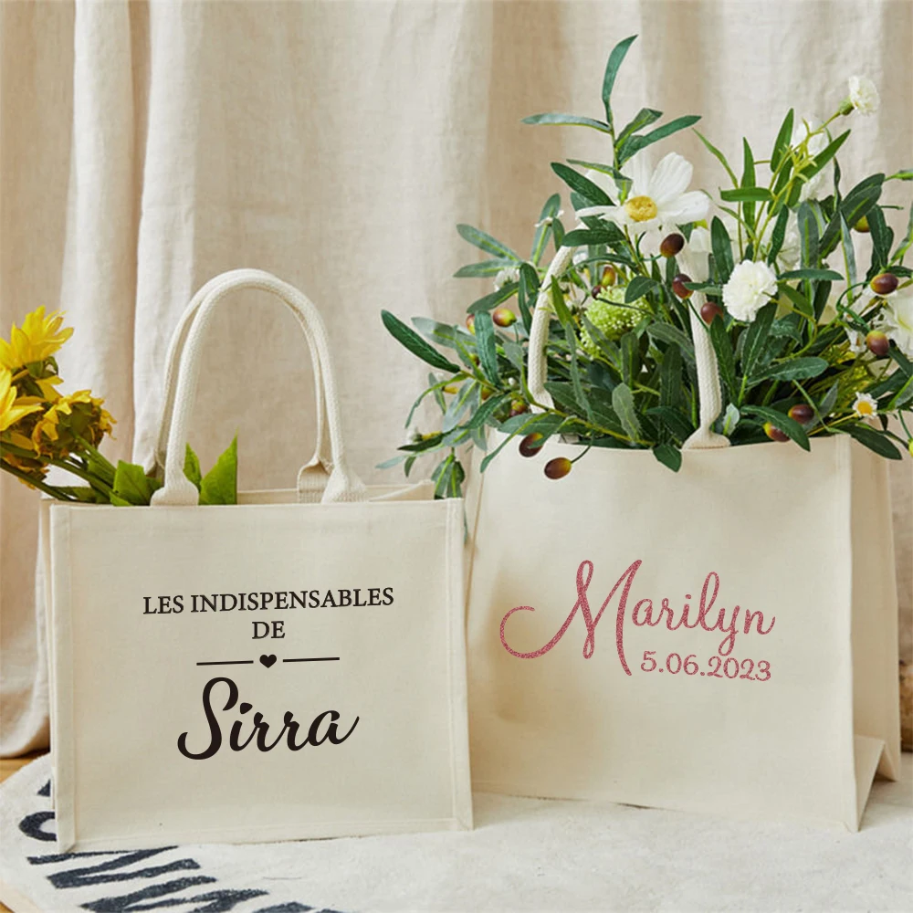 Custom Personalized Bridesmaid Beach Gift Bag Reusable Trip Jute  Bridal Party Gift Beach Tote Bag with Name Wedding Party Gift