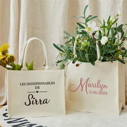 Benutzer definierte personal isierte Brautjungfer Strand Geschenk Tasche wieder verwendbare Reise Jute Braut Party Geschenk Strand Einkaufstasche mit Namen Hochzeits feier Geschenk