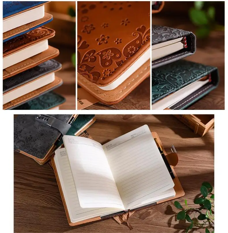 A5 Password Notebook Vintage Bullets Log With Lock Privacy Secret Notepad Cut Stationery Notes Book Student Gift School Supplies