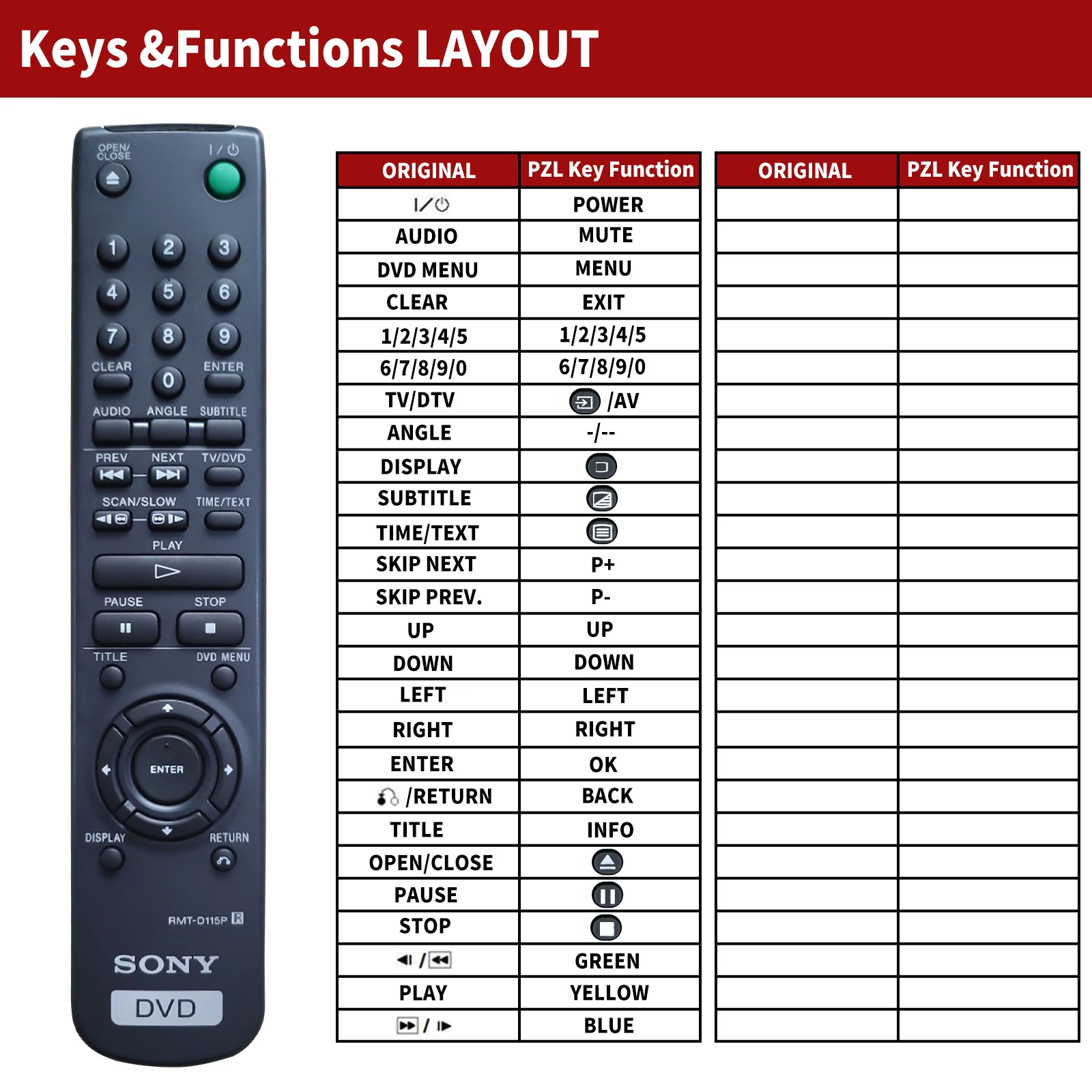 Remote control RMT-D115P for SONY DVP-S335 DAV-L8000 DVP-S535