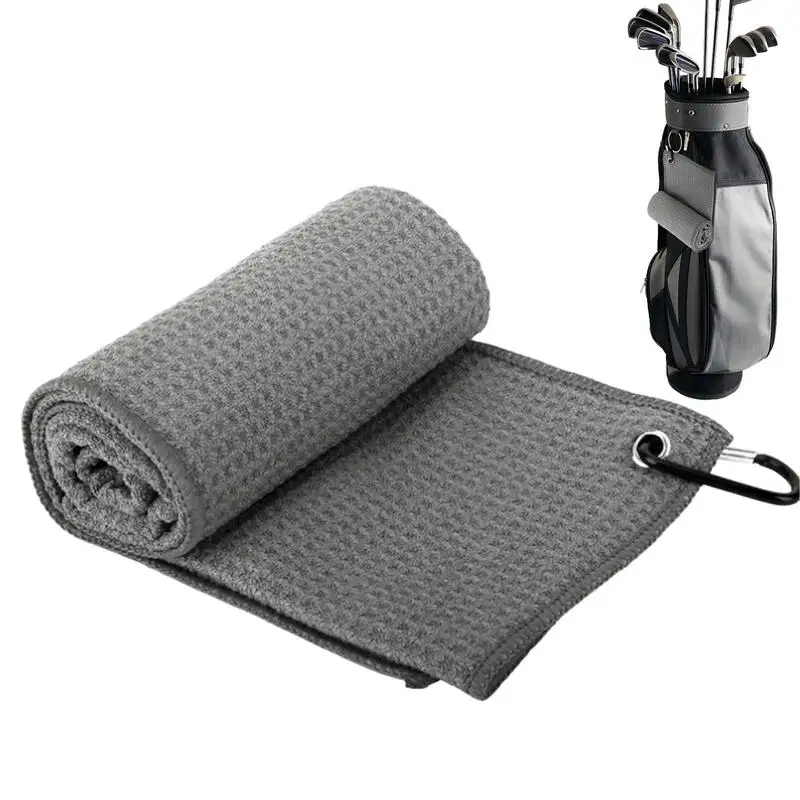 

Golf Ball Towel Waffle Pattern Golf Rag Microfiber Quick-Drying Cleaning Towel With Clip Golf Accessories Golf Club Cleaning