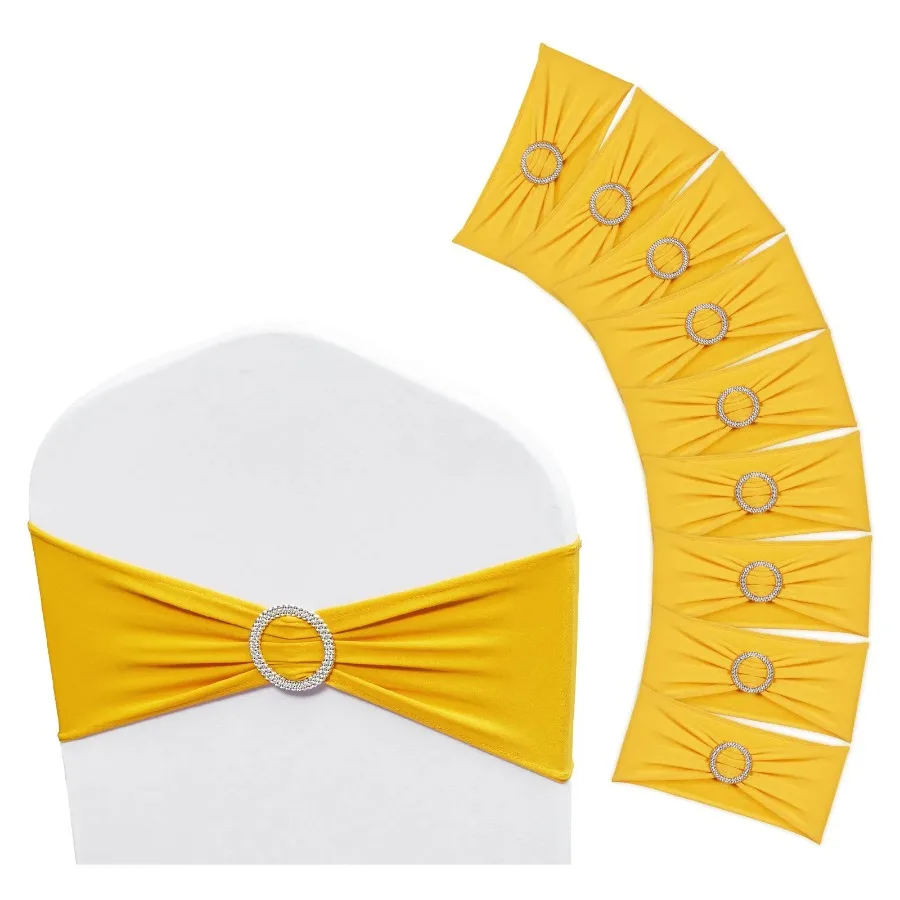 

Stretch Spandex Chair Sashes Chair Slipcover and Stretch Chair Sash with Round Buckle Elastic Chair Bands Fitting Wedding Holi
